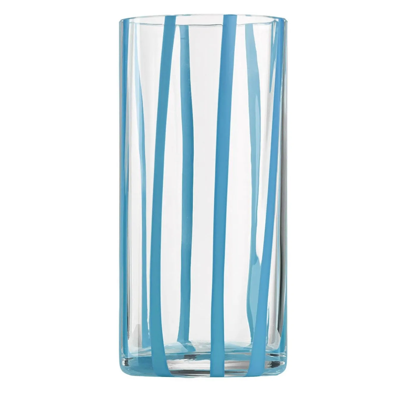 Set di 6 bicchieri highball Cyrcus in vetro di Murano rigato azzurro chiaro e trasparente
