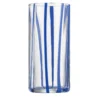 Set di 6 bicchieri Highball Cyrcus in vetro di Murano rigato blu e trasparente