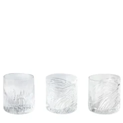 Set di 3 bicchieri in cristallo trasparente Alisei incisi a mano