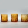 Set di 3 bicchieri in cristallo ambra Eolia incisi a mano