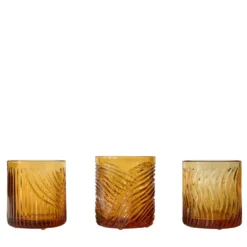 Set di 3 bicchieri in cristallo ambra Eolia incisi a mano