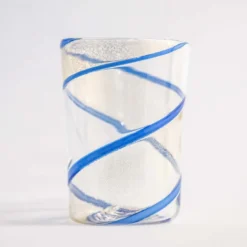 Set di 6 bicchieri in vetro blu e oro puro