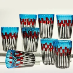 Set di 8 bicchieri Mille Papaveri Rossi in vetro