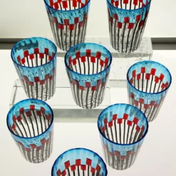 Set di 8 bicchieri Mille Papaveri Rossi in vetro