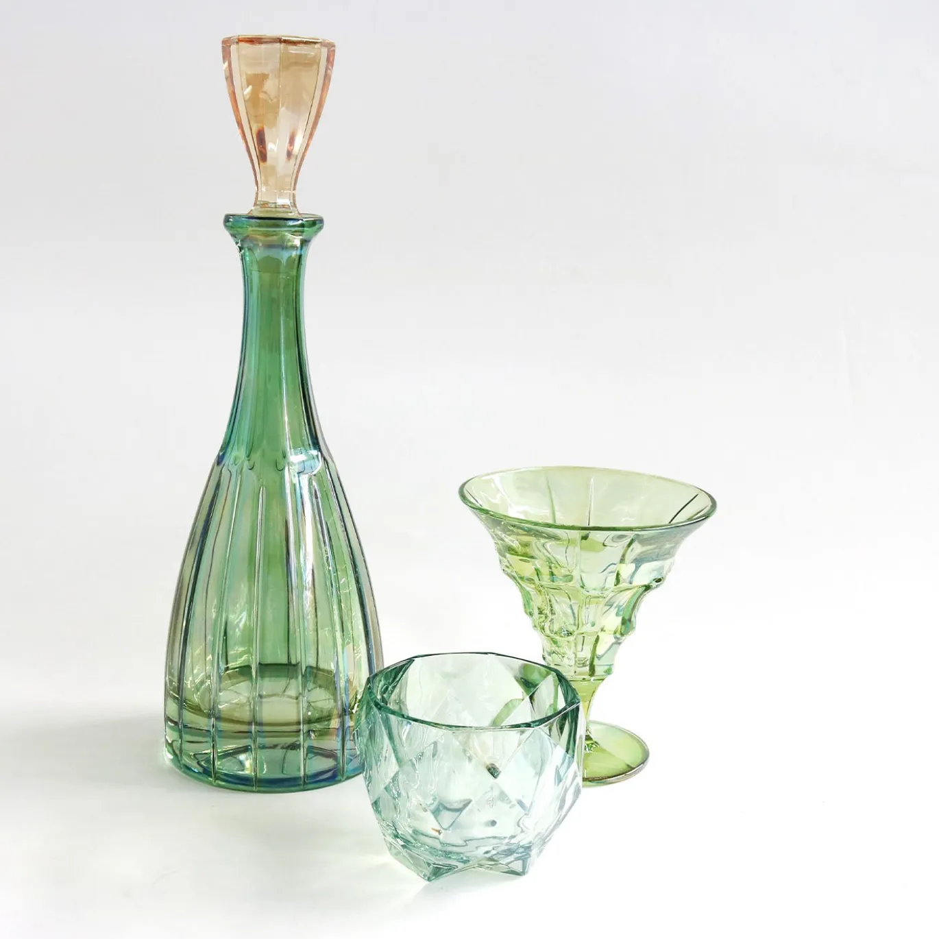 Set di 6 bicchieri Old Fashion in cristallo verde