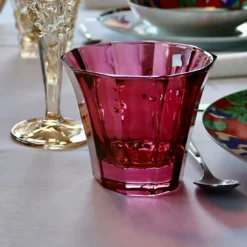 Set di 6 bicchieri Old Fashion in cristallo rosso ciliegia
