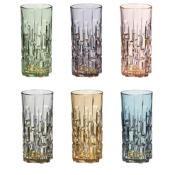 Set di 6 bicchieri quadrati stampati per succo d'arancia