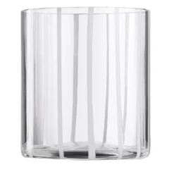 Set di 6 bicchieri tumbler Cyrcus in vetro di Murano bianco e trasparente a righe