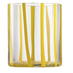 Set di 6 bicchieri tumbler Cyrcus in vetro di Murano rigato giallo e trasparente