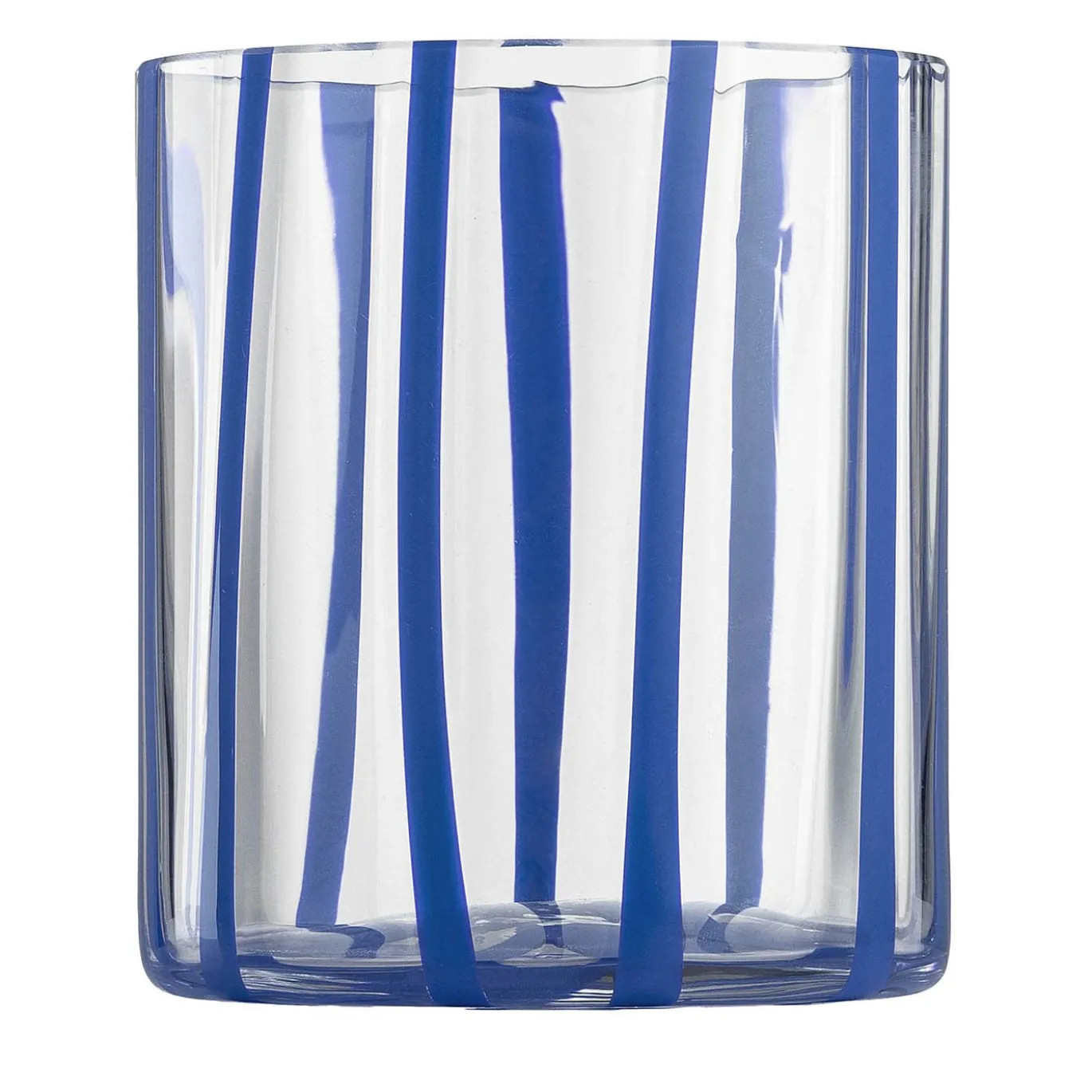 Set di 6 bicchieri tumbler Cyrcus in vetro di Murano rigato blu e trasparente