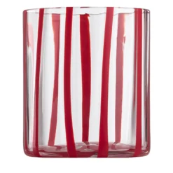 Set di 6 bicchieri tumbler Cyrcus in vetro di Murano rigato rosso e trasparente