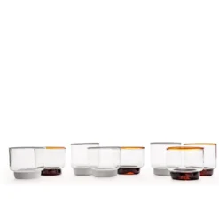 Set di 6 bicchieri Vera Whiskey con bordo in ambra