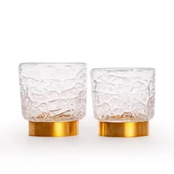 Set di 2 bicchieri Vera Whiskey con anello dorato