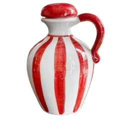 Set di bottiglie di olio e aceto in ceramica rossa