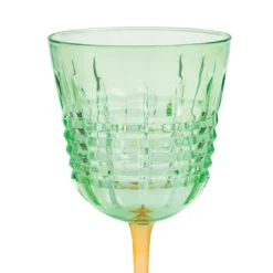 Set di 6 calici da acqua Londra verdi con base satinata arancione