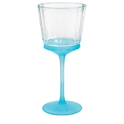 Set di 6 calici da acqua Velvet trasparenti con base azzurra satinata