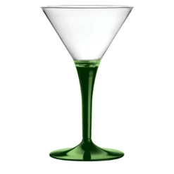 Set di 6 calici da champagne con stelo verde smeraldo
