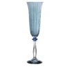 Set di 6 calici da champagne in vetro soffiato blu Primula