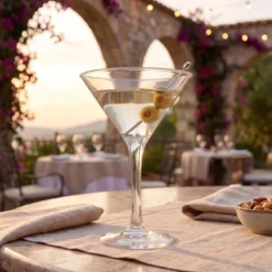 Set di 6 calici da martini con stelo trasparente