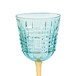 Set di 6 Calici da Vino Londra Aquamarina con base satinata arancione