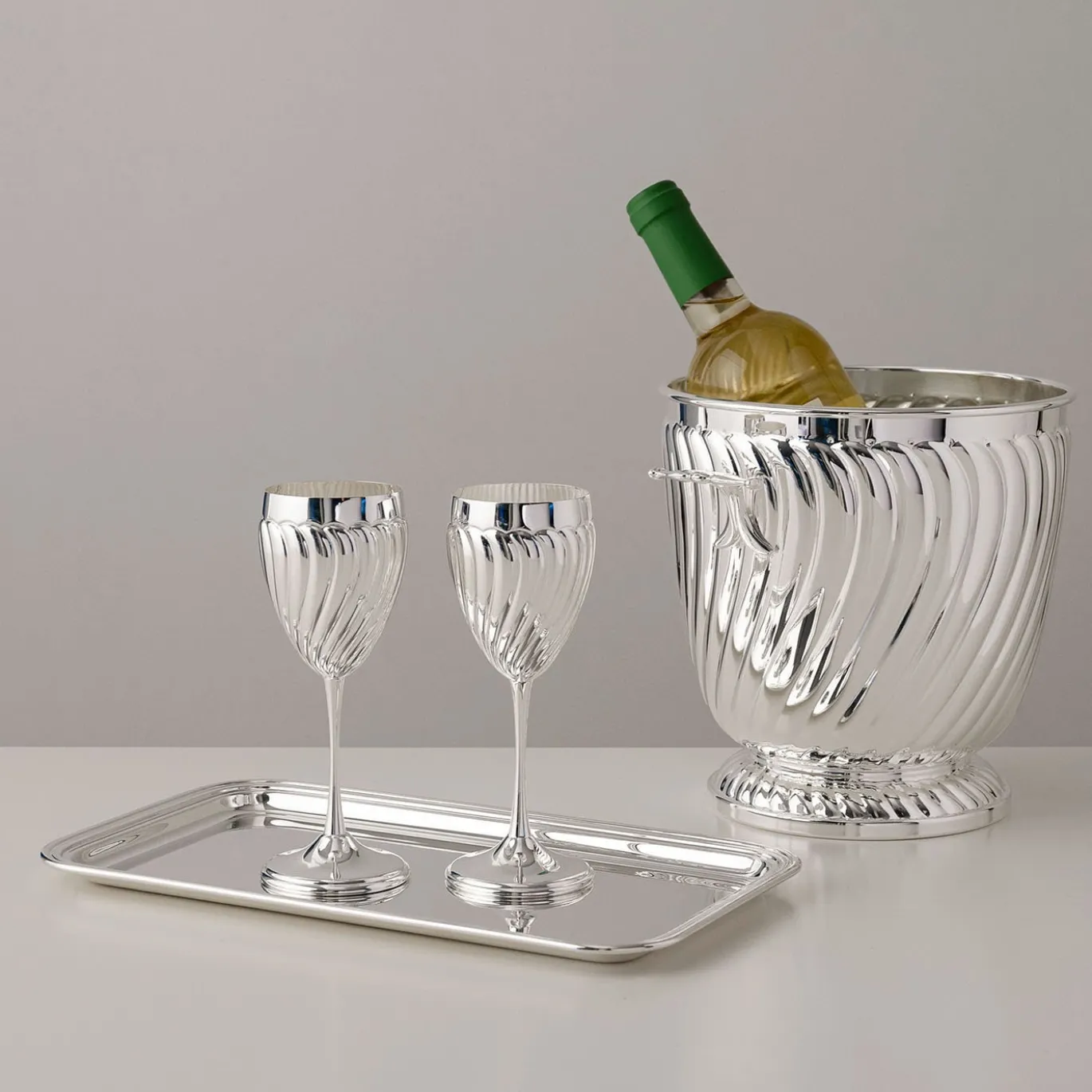 Set di 2 Calici Twisted placcati argento