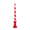 Set di 2 candele a strisce rosse con portacandele