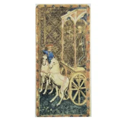 Set di 2 Carta dei Tarocchi Il Carro in Vetro di Murano Dorato