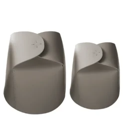 Set di 2 cestini Bloom in pelle grigia di Viola Tonucci
