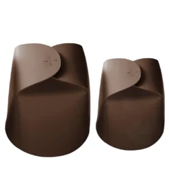 Set di 2 cestini Bloom in pelle marrone di Viola Tonucci