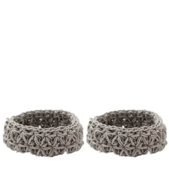 Set di 2 cestini grigi Ricami #1 di Rosanna Contadini