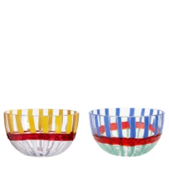 Set di 2 ciotole a righe multicolore Le Diverse