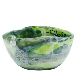 Set di 4 ciotole in ceramica con motivo in marmo verde per gelato
