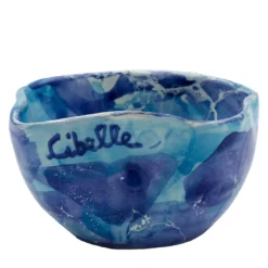 Set di 4 ciotole in ceramica con motivo in marmo blu Pinzimonio