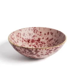 Set di 2 ciotole in ceramica rossa Pois