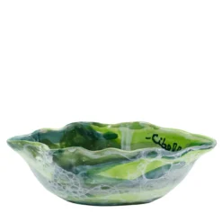 Set di 4 ciotole per insalata di frutta in ceramica con motivo in marmo verde