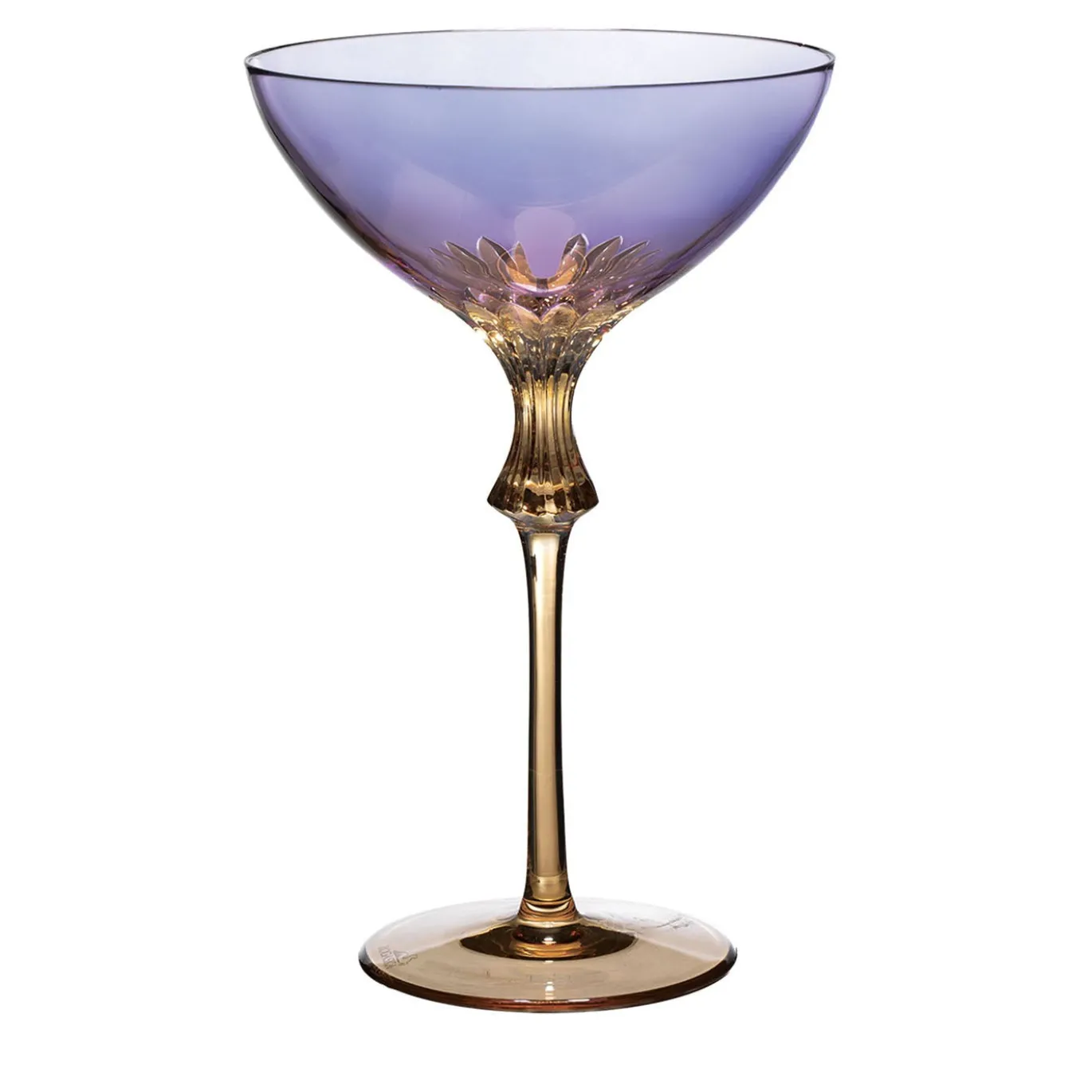Set di 6 coppe da champagne Iris in vetro di cristallo viola