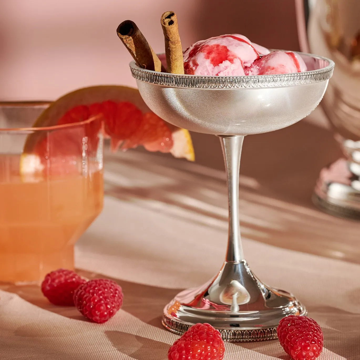 Set di 2 coppe per gelato Impero in metallo argentato