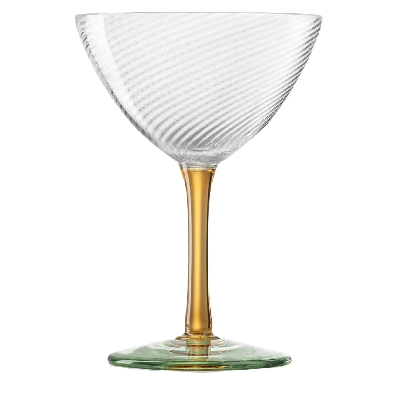 Set di 4 coppette da cocktail in vetro twisted ambra-verde