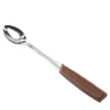 Set di 6 cucchiaini lunghi con manico in ecopelle beige
