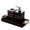 Set di dispenser per sapone e portaspazzolino Argentella Ebano