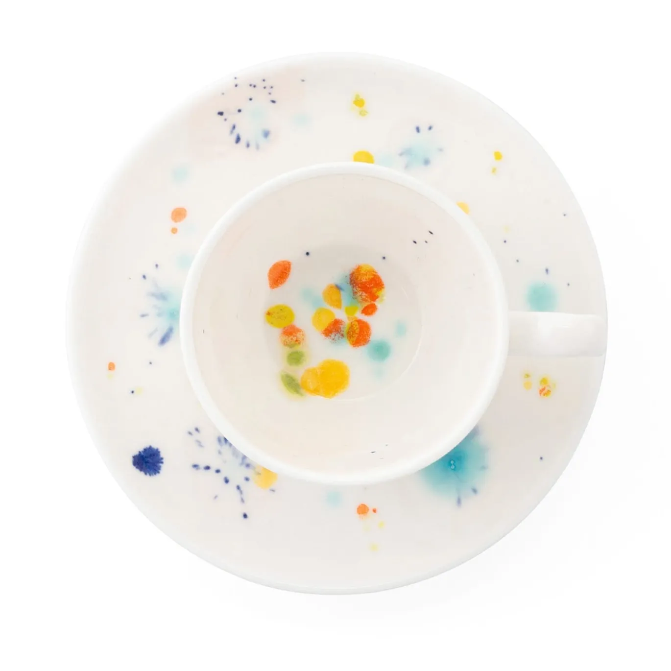 Set di due tazze e piattini da caffè Seabed White