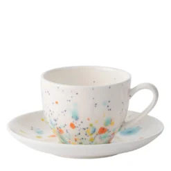 Set di due tazze e piattini da caffè Seabed White