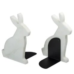 Set di 2 fermalibri Bunny in bianco di Carrara di Alessandra Grasso