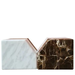 Set di 2 Fermalibri D-ENDS in Marmo Emperador Scuro e Marmo di Carrara