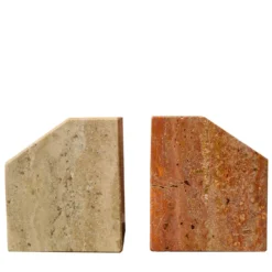 Set di 2 Fermalibri D-ENDS in Travertino Romano e Persiano