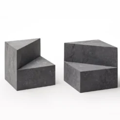 Set di 2 fermalibri Kilos in marmo nero Marquina by Elisa Ossino