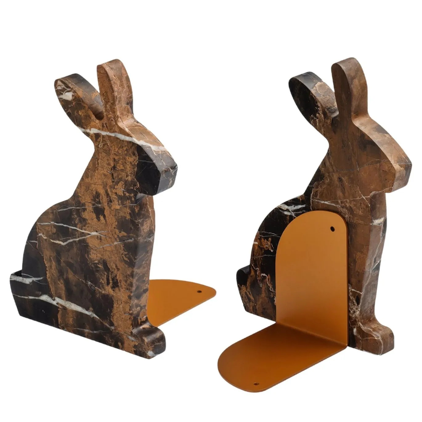 Set di 2 fermalibri neri e oro Bunny di Alessandra Grasso