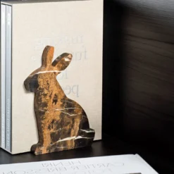 Set di 2 fermalibri neri e oro Bunny di Alessandra Grasso