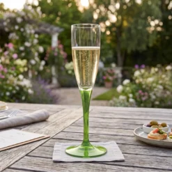 Set di 6 flûte da champagne con gambo verde