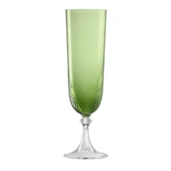 Set di 6 flute Soraya in vetro verde intrecciato